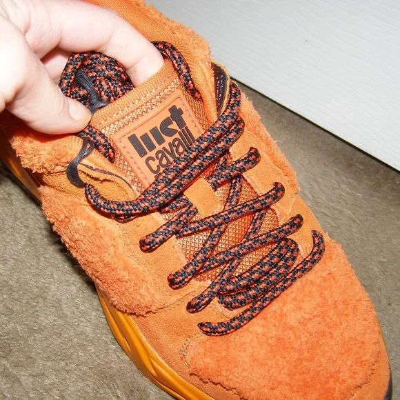 NEW! size 8.5/39 JUST CAVALLI Ladies Orange Fuzzy sneakers - Picture 11 of 15